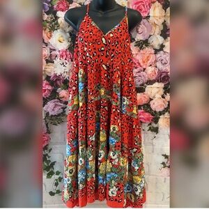 Vibrant Red Leopard Print Dress